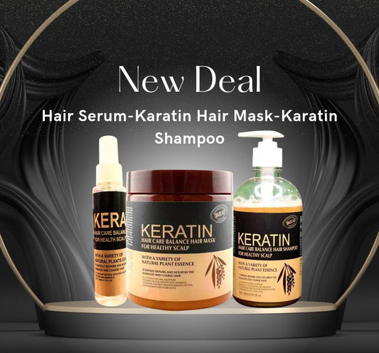 Pack Of 3 Keratin Kit for Straight & Healthy Hair (Keratin Hair Mask + Karatin Shampoo + Karatin Hair Serum)