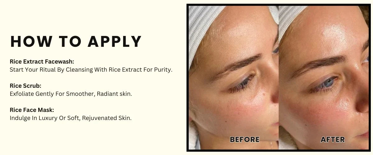 BNB Rice Extract Bright & Glow Kit (Rice Face Wash + Rice Scrub + Rice Mask)